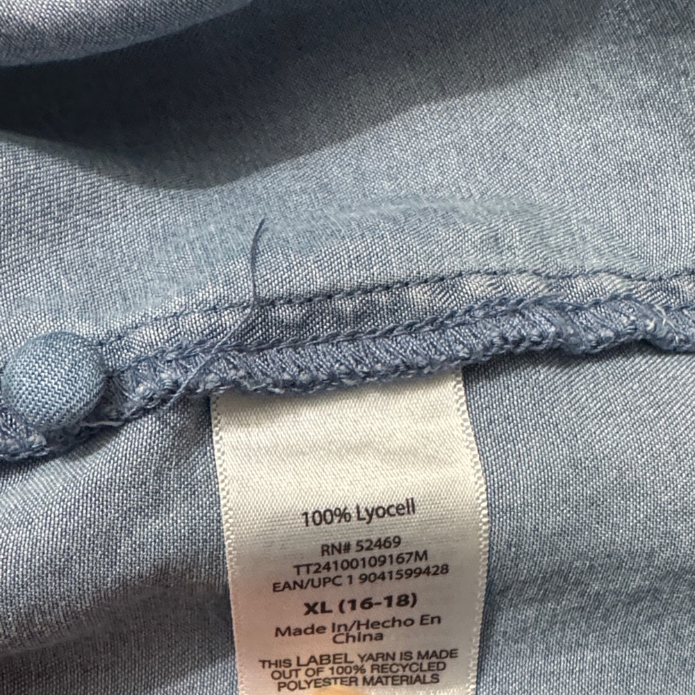 Time and Tru Denim Blue Ruffle Dress With pockets - Picture 10 of 12